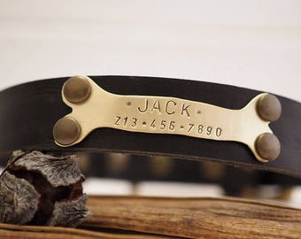 Collar de perro, collar de cuero negro, collar de perro personalizado, cuero de collar de perro, collar de cuero, collar de cuero para perros, collar de perro personalizado,