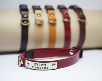 Thin and Soft Leather Cat Collar, Cat Collar, Breakaway, Cat Collar Breakaway, Safety buckle, Breakaway Clasp, Personalized Collar