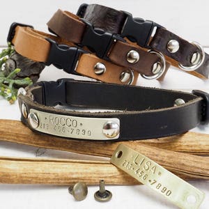 Kleine hond lederen halsband, lederen halsband, breakaway kraag, kat halsband breakaway, gepersonaliseerde kattenhalsband, gepersonaliseerde hondenhalsband, huisdier cadeau