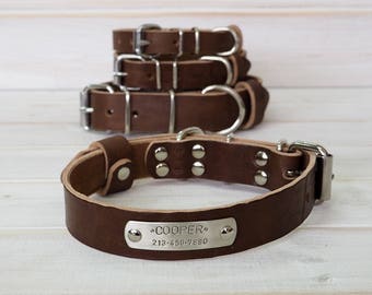 Dog Collar, Leather Dog Collar, Medium and Large breed dog, Brown Leather Collar, Dog Collar Personalized, Dog Lover Gift, Dog Gift