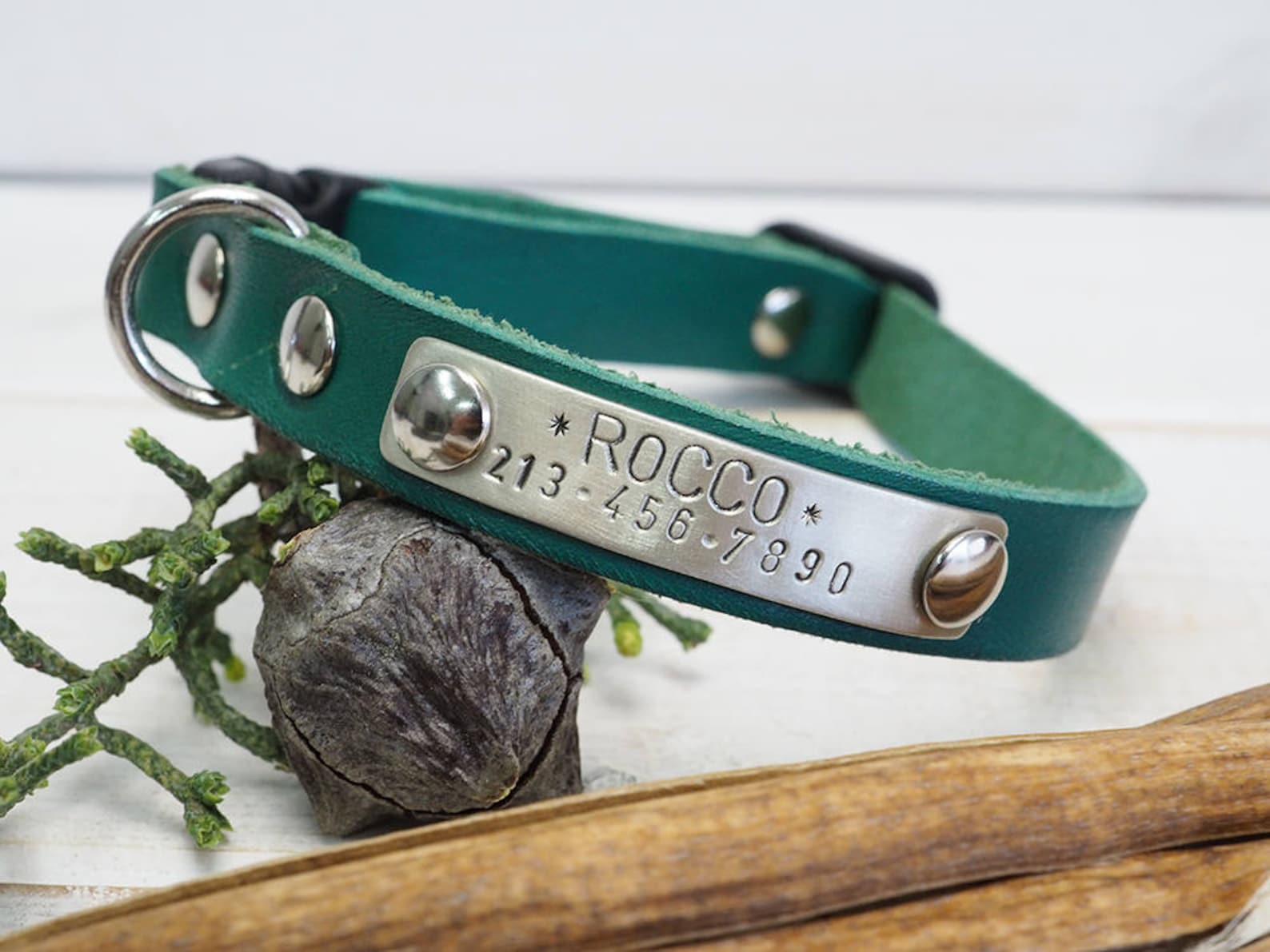 Green Leather Collar Cat Collar Dog Collar Small Dog Etsy