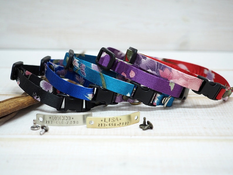 Japanese Style Kimono Cat Collar Cat Collar Personalized Dog Etsy