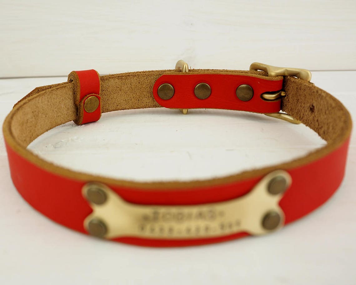 Red Dog Collar Handmade Collar Personalized Dog Collar Dog Etsy