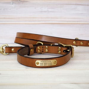 Collar Leash Set, XL Dog Collar, Veg Tan Leather Dog Collar, Dog Collar Leather, Collar And Leash, Leather Collar, Dog Collar Personalized