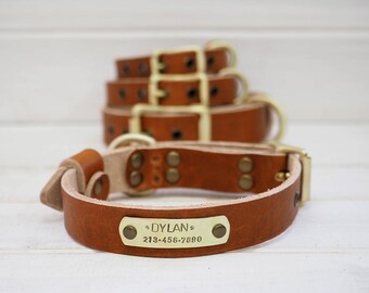 Dog Collar, Leather Dog Collar, Dog Collar Leather, Free id tag ,Tan Leather Collar, Dog Collar Personalized, Dog Lover Gift, Dog Gift