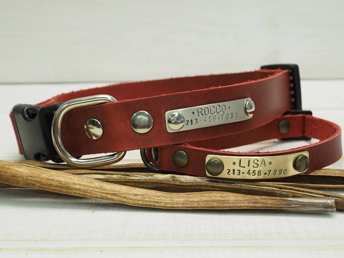 Red Dog Collar Small & Medium Dog Collar Leather Dog Collar Etsy
