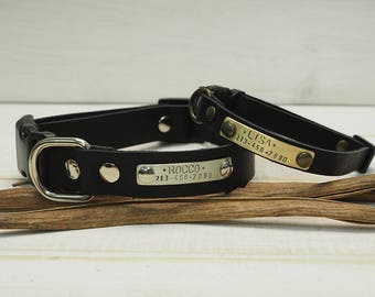 Black Leather Dog Collar, Dog collar, Leather Dog Collar, Dog Collar Leather, Personalized Dog Collar, Dog Collar Personalized, Clip collar