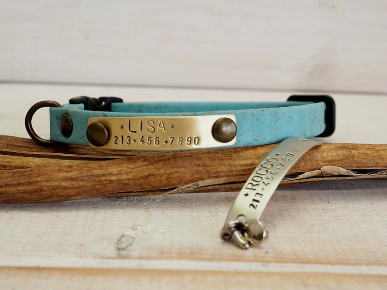 Cat Collar, Dog Collar, Cork Webbing Collar, Breakaway Collar, Cat Collar Breakaway, Vegan Gift, Adjustable Collar, Personalized Collar, image 7