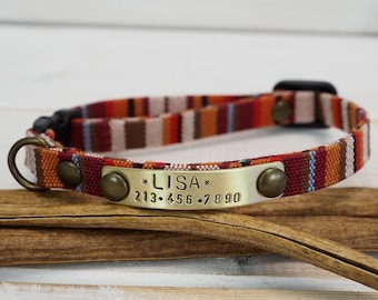 Small Dog Collar, Cat Collar,  Dog Collar, Vegan Collar, Breakaway Collar, Kitty Collar, Personalized Cat Collar, Personalized dog