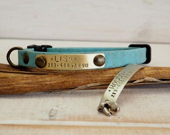 Cat Collar, Dog Collar, Cork Webbing Collar,  Breakaway Collar, Cat Collar Breakaway, Adjustable Collar, Personalized Collar, Boy Cat Collar