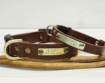Dog collar, Brown Dog Collar, Leather Dog Collar, Dog Collar Leather, Personalized Dog Collar, Dog Collar Personalized, Clip Collar