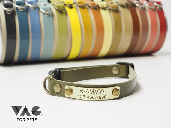 Breakaway Cat Collar Personalized With Name ID Tag Soft Leather Custom Kitten Collar Light and Comfortable Collar for Cat Small Dog Etsy