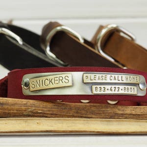 Dog Collar, Leather Dog Collar, Dog Collar Leather, Personalized Dog Collar, Personalized Collar, Leather Collar, Black Collar, Dog id Tag