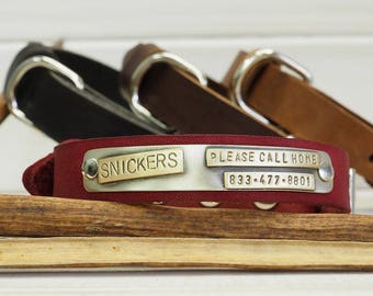 Dog Collar, Leather Dog Collar, Dog Collar Leather, Personalized Dog Collar, Personalized Collar, Leather Collar, Black Collar, Dog id Tag