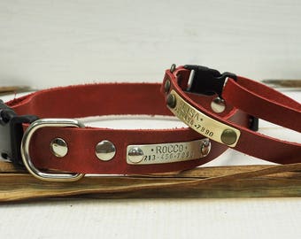 Red Dog Collar, Small & Medium Dog collar, Leather Dog Collar, Dog Collar Leather, Personalized Dog Collar, Dog Collar Personalized.