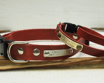 Collar de perro rojo, cuello pequeño y mediano para perros, collar para perros de cuero, cuero de collar para perros, collar de perro personalizado, collar para perros personalizado.