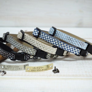 Katzenhalsband, Katzenhalsband personalisiert, Hundehalsband, Fish Skin Style Lederband, Breakaway Halsband, Katzenhalsband Breakaway, Kleine Hundehalsbänder