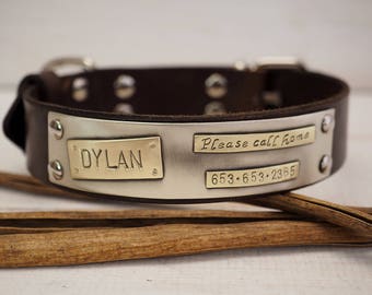 Dog Collar For Medium & Large breed dog ,Leather dog collar, Dog Collar, Leather Collar, Personalized Dog Collar, Pet Gifts, Dogs Name Plate