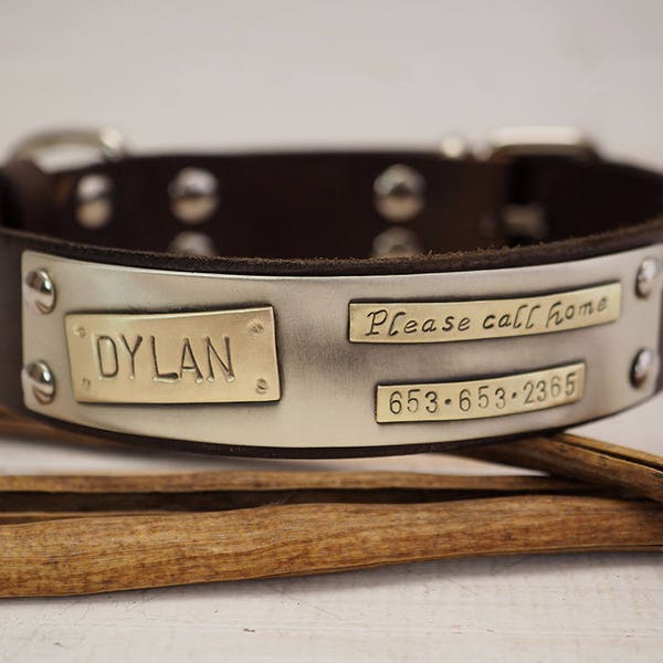 Personalized Leather Dog Collar Large Breed Dogs Etsy