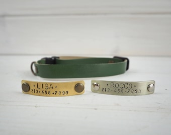 Cat Collar Breakaway, Green Cat Collar, Leather cat Collar, Breakaway Cat Collar, Dog Collar, Small Dog Collar, Personalized dog collar