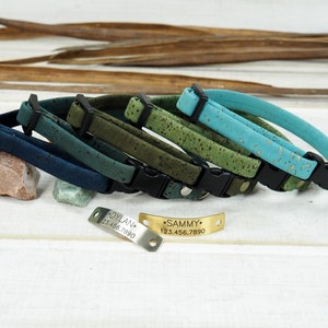 Cat Collar, Dog Collar, Cork Webbing Collar,  Breakaway Collar, Cat Collar Breakaway, Vegan Gift, Adjustable Collar, Personalized Collar,