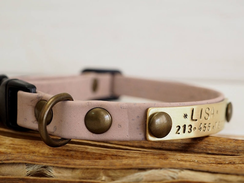 Cat Collar, Dog Collar, Cork Webbing Collar, Breakaway Collar, Cat Collar Breakaway, Vegan Gift, Adjustable Collar, Personalized Collar, image 9