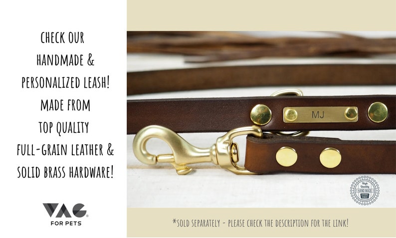 Dog Collar Personalized, Leather Dog Collar, Dog Collar With Name, ID tag, Brown Leather Custom Collar, Dog Lover Gift, Dog Gift, image 4