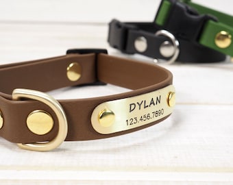 Waterproof Vegan Leather Dog Collar: Personalized ID Tag, Fun Colors