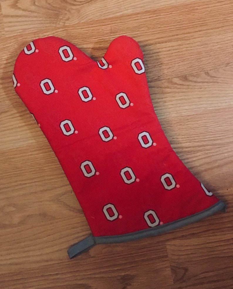 New Handmade NCAA Ohio State University Buckeyes Grill Oven Mitt LEFT HANDED Cook Gift idea