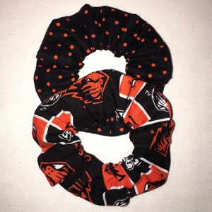 Oregon State Beavers Hair Scrunchies Wristbands 2 Pack Hand Made in the USA **Free Shipping**