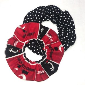 Cincinnati Bearcats Hair Scrunchies Wristbands 2 Pack Hand Made in the USA