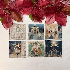 Christmas Holiday Nativity Prayer Quilt Patches 3x3 inch