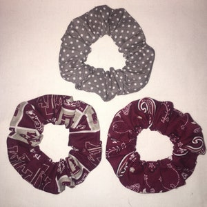 Texas A&M Aggies Hair Scrunchies 3 Pack Hand Made in the USA