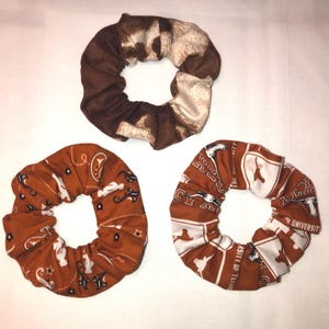Texas Longhorns Hair Scrunchies Wristbands 3 Pack Hand Made in the USA **Free Shipping**