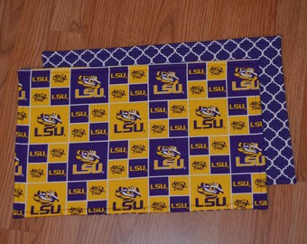 LSU Louisiana State University Reversible Placemat PAIR Table Set Gift idea *All Handmade in USA*