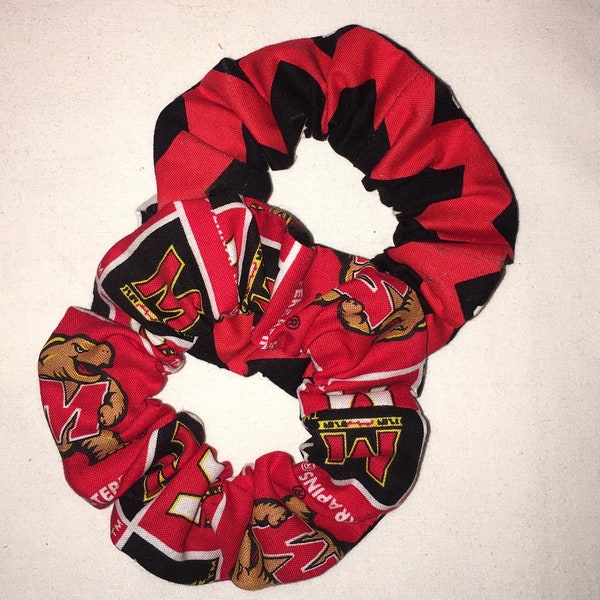 Maryland Terrapins Hair Scrunchies Wristbands 2 Pack Hand Made in the USA