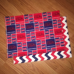 NCAA SEC Ole Miss University of Mississippi Rebels Reversible Placemat PAIR Table Set Gift idea