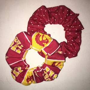 USC Trojans Hair Scrunchies Wristbands 2 Pack Hand Made in the USA **Free Shipping**