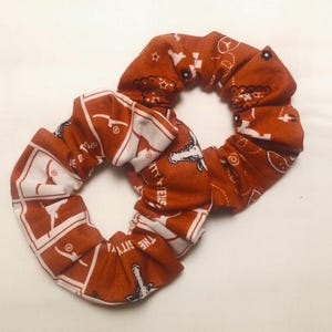 Texas Longhorns Hair Scrunchies Wristbands 2 Pack Hand Made in the USA **Free Shipping**