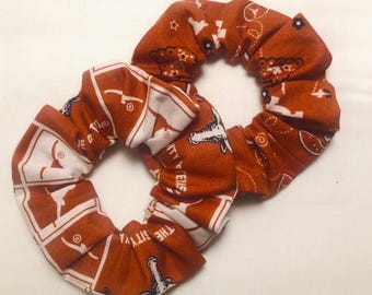 Texas Longhorns Hair Scrunchies-polsbandjes, set van 2 handgemaakt in de VS **Gratis verzending**