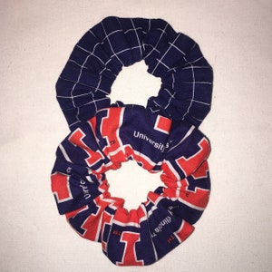 Illinois Fighting Illini Hair Scrunchies Wristbands 2 Pack Hand Made in the USA  **Free Shipping**