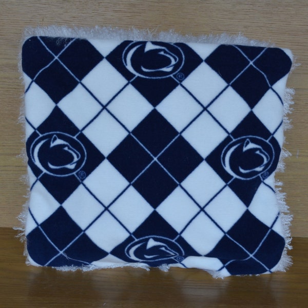 Penn State University Nittany Lions Argyle Rose Bowl Furry Fleece College Dorm RV Man Cave Throw Pillow Tailgating Fun *ALL handmade in USA*