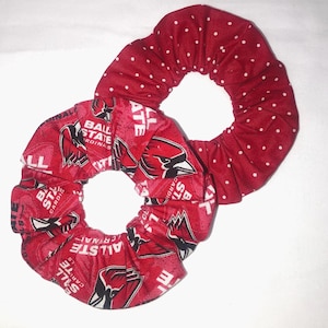 Ball State Cardinals Hair Scrunchies Wristbands 2 Pack HandMade in the USA  **Free Shipping**