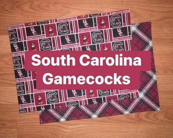 School Down South Garnet and Black Reversible Placemat PAIR Table Set Gift idea
