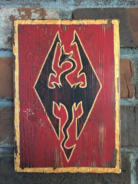 skyrim inspired empire distressed wooden wall art small etsy etsy