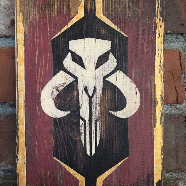 Star Wars inspiró arte de pared afligido mandaloriano (pequeño)