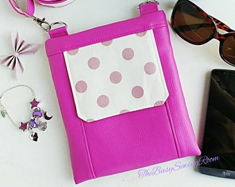 Bright Pink Slim Crossbody Bag for Her