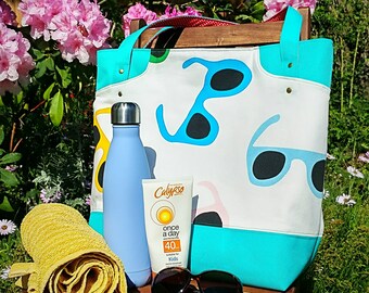 Large Sunglasses Tote Bag with Bottle Holder