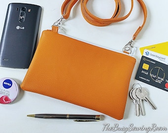 Tan Faux Leather Mini Crossbody Bag, Phone Clutch, Evening Bag