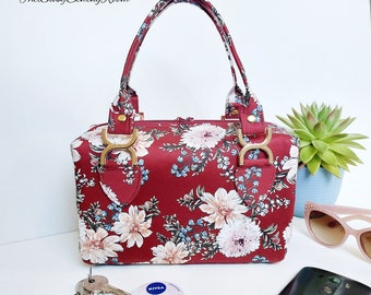 Red Floral Mini Bowler Purse